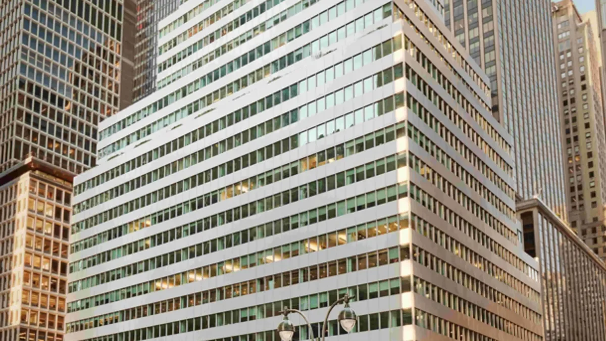 Silver high-rise office building