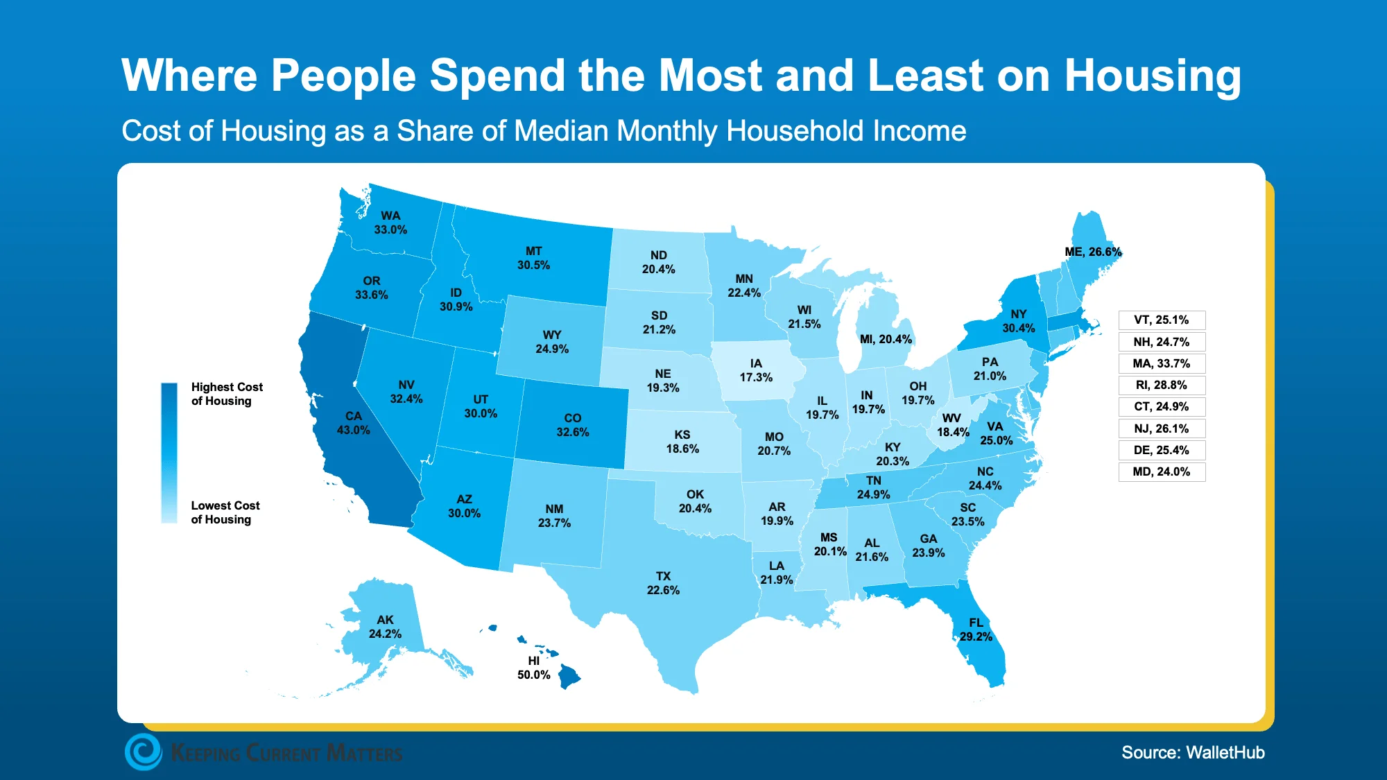 Map indicating housing affordability across the United States